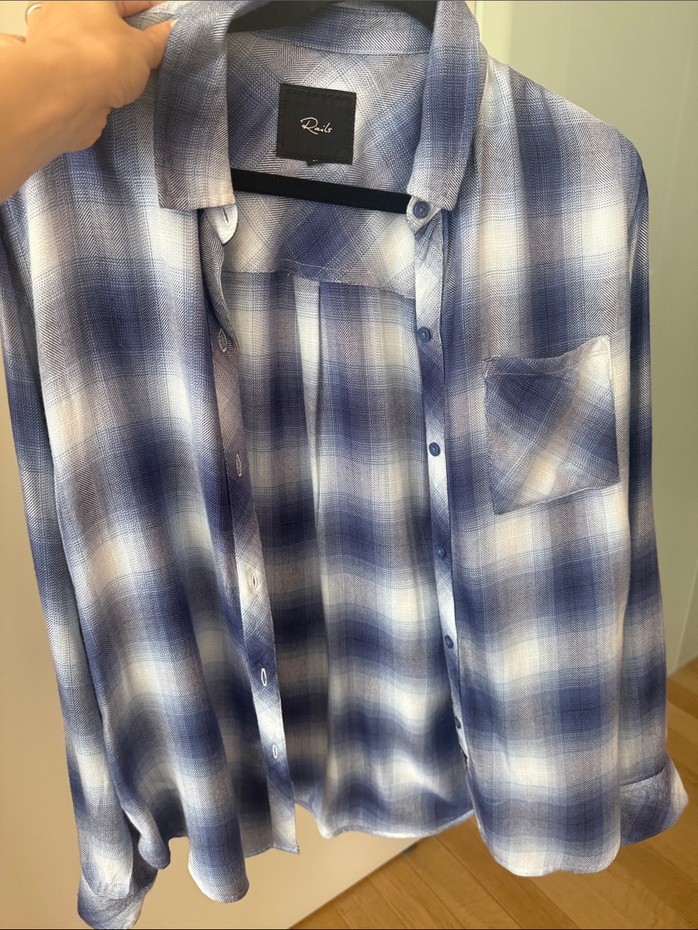 Rails Men Blue and White Plaid Button-Down Shirt